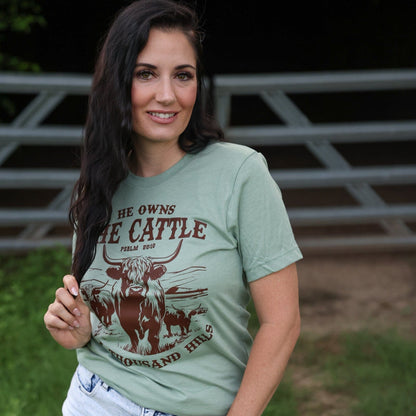FestiviTees Women - Apparel - Shirts - T-Shirts He Owns the Cattle Psalm 50:10 Soft Graphic Tee