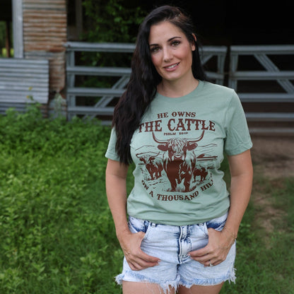 FestiviTees Women - Apparel - Shirts - T-Shirts He Owns the Cattle Psalm 50:10 Soft Graphic Tee