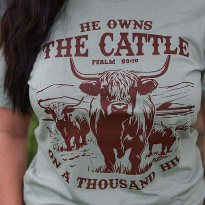 FestiviTees Women - Apparel - Shirts - T-Shirts He Owns the Cattle Psalm 50:10 Soft Graphic Tee
