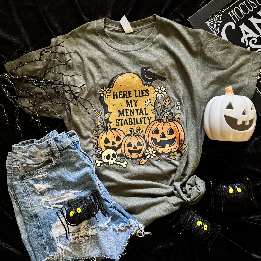 FestiviTees Women - Apparel - Shirts - T-Shirts Here Lies My Mental Stability Soft Graphic Tee