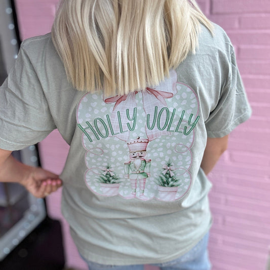 FestiviTees Women - Apparel - Shirts - T-Shirts Holly Holly Nutcracker Pocket Graphic Tee