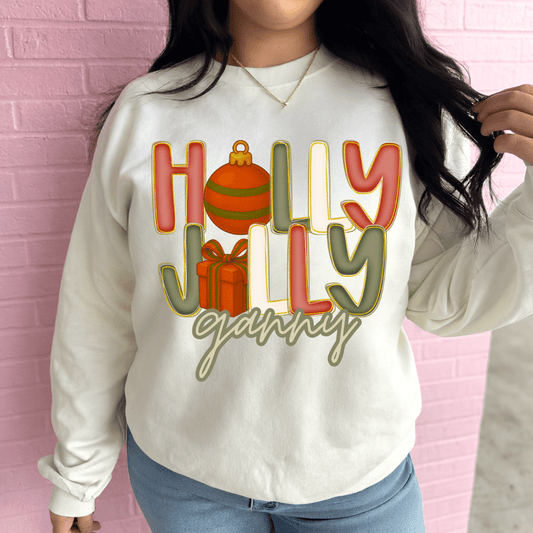 FestiviTees Women - Apparel - Shirts - T-Shirts Holly Jolly (Custom Name) Graphic Crewneck