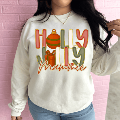 FestiviTees Women - Apparel - Shirts - T-Shirts Holly Jolly (Custom Name) Graphic Crewneck