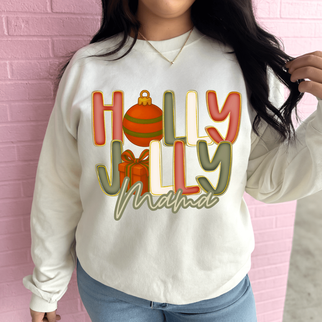 FestiviTees Women - Apparel - Shirts - T-Shirts Holly Jolly (Custom Name) Graphic Crewneck