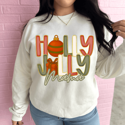 FestiviTees Women - Apparel - Shirts - T-Shirts Holly Jolly (Custom Name) Graphic Crewneck