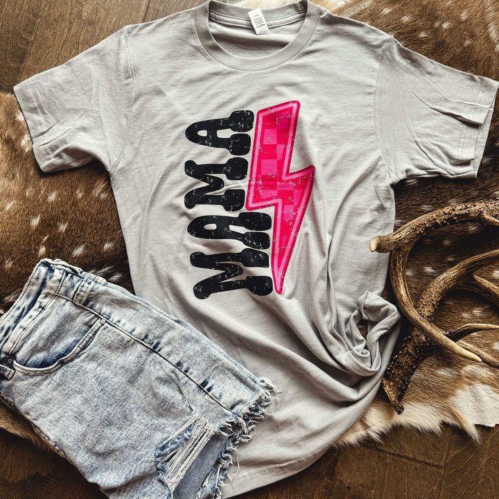 FestiviTees Women - Apparel - Shirts - T-Shirts Hot Pink Lightning Mama Graphic Tee