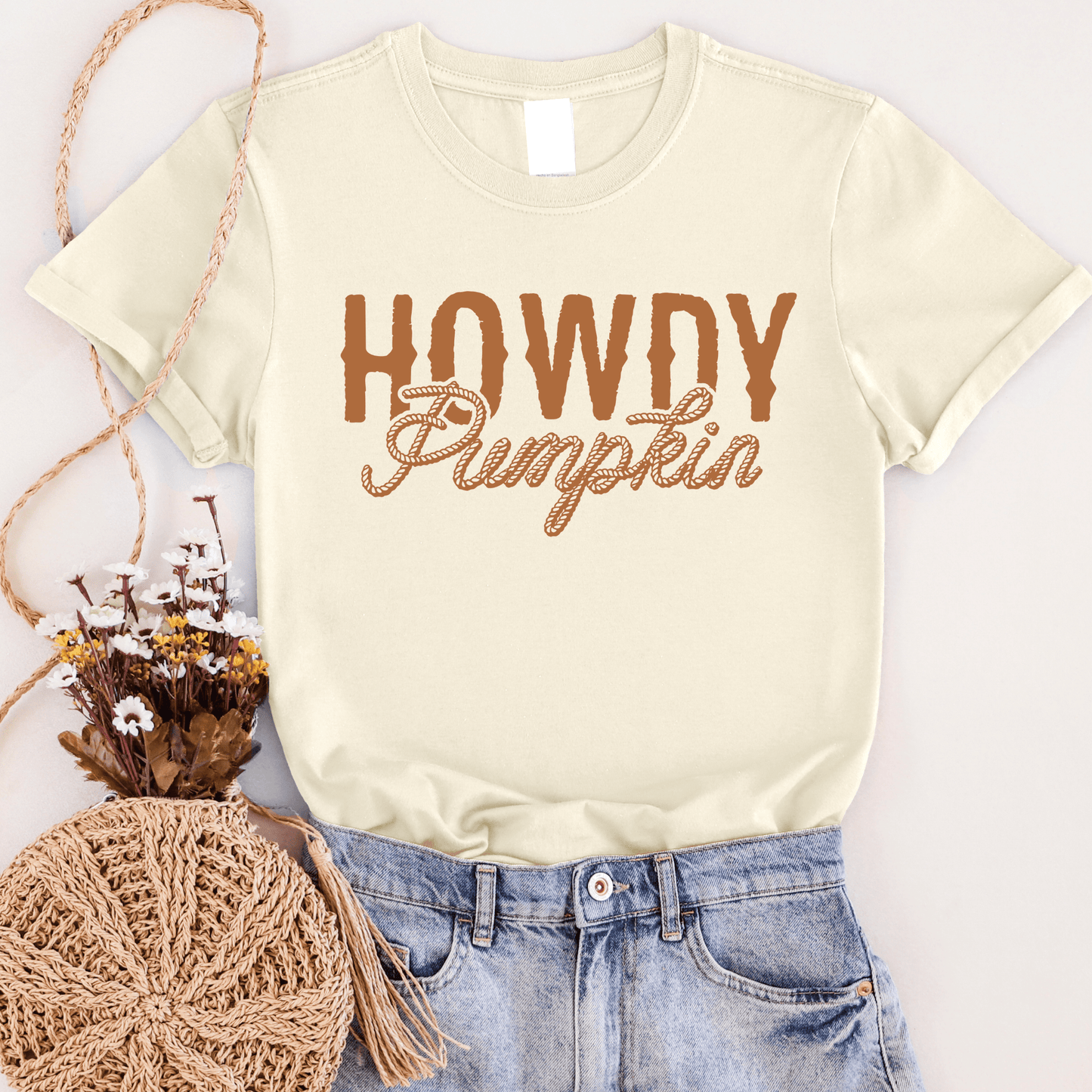 FestiviTees Women - Apparel - Shirts - T-Shirts Howdy Pumpkin Rope Graphic Tee