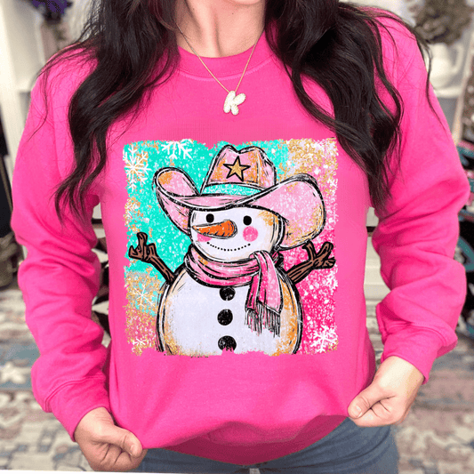 FestiviTees Women - Apparel - Shirts - T-Shirts Howdy Snowman Graphic Crewneck