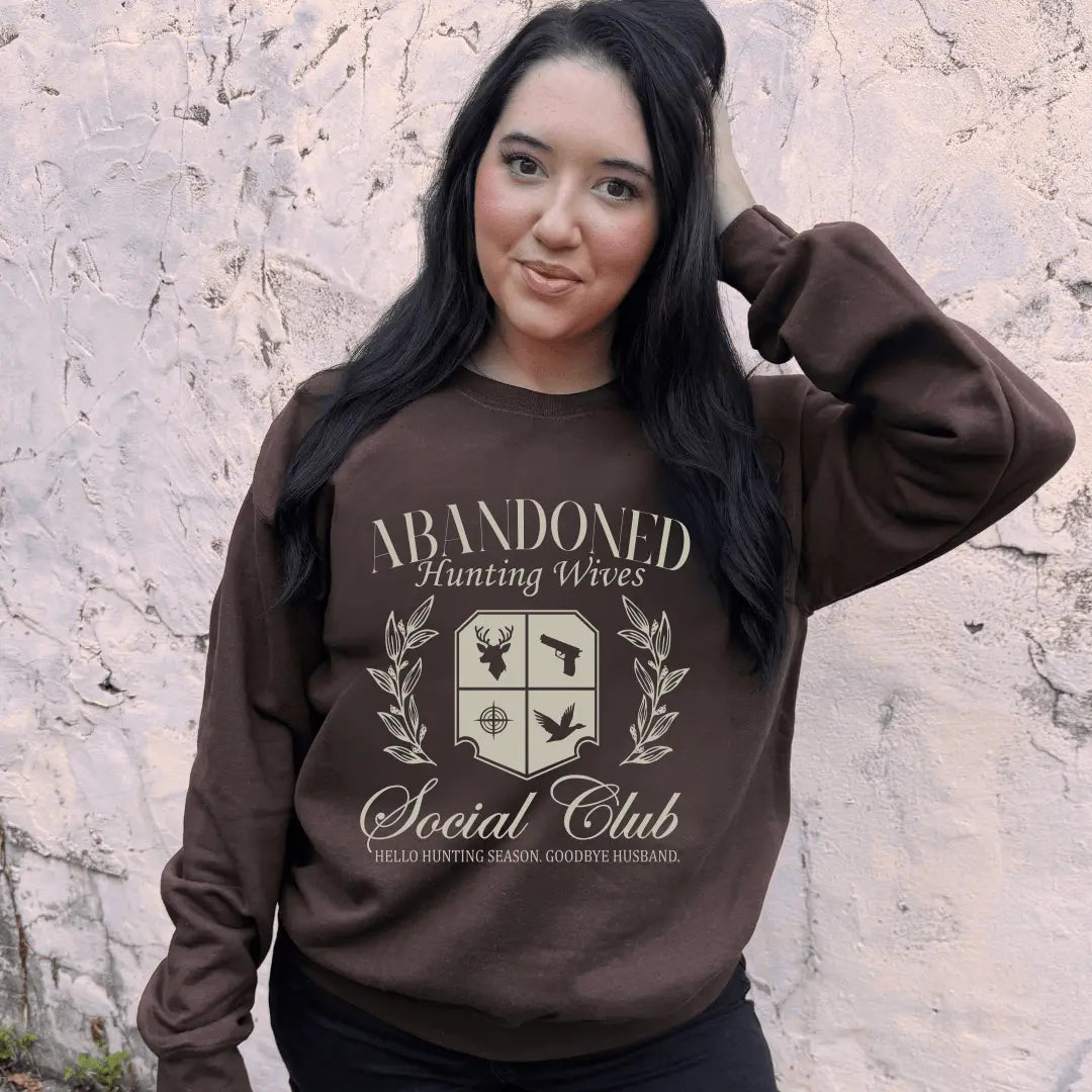 Abandoned Hunting Wife Social Club Brown Crewneck additional product image 3