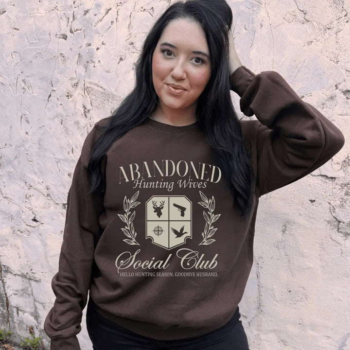 Abandoned Hunting Wife Social Club Brown Crewneck additional product image 3