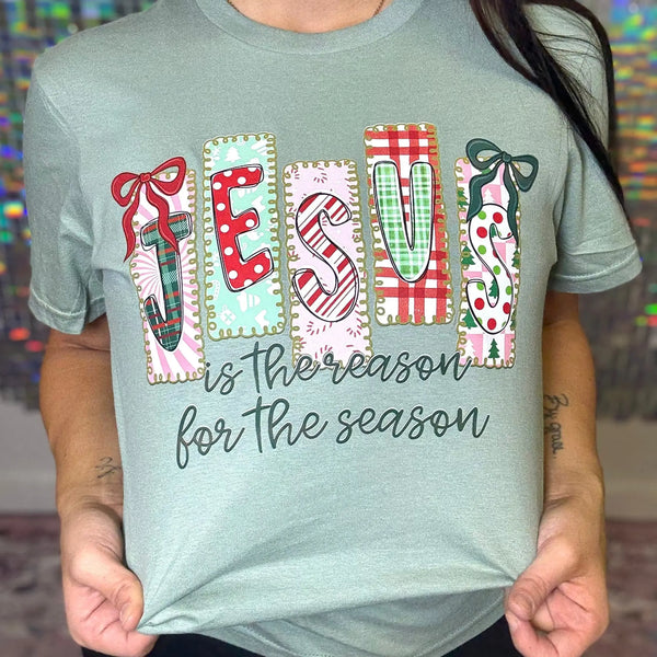 Envy Stylz Boutique Women - Apparel - Shirts - T-Shirts Jesus Is The Reason Bow Patterns Graphic Tee