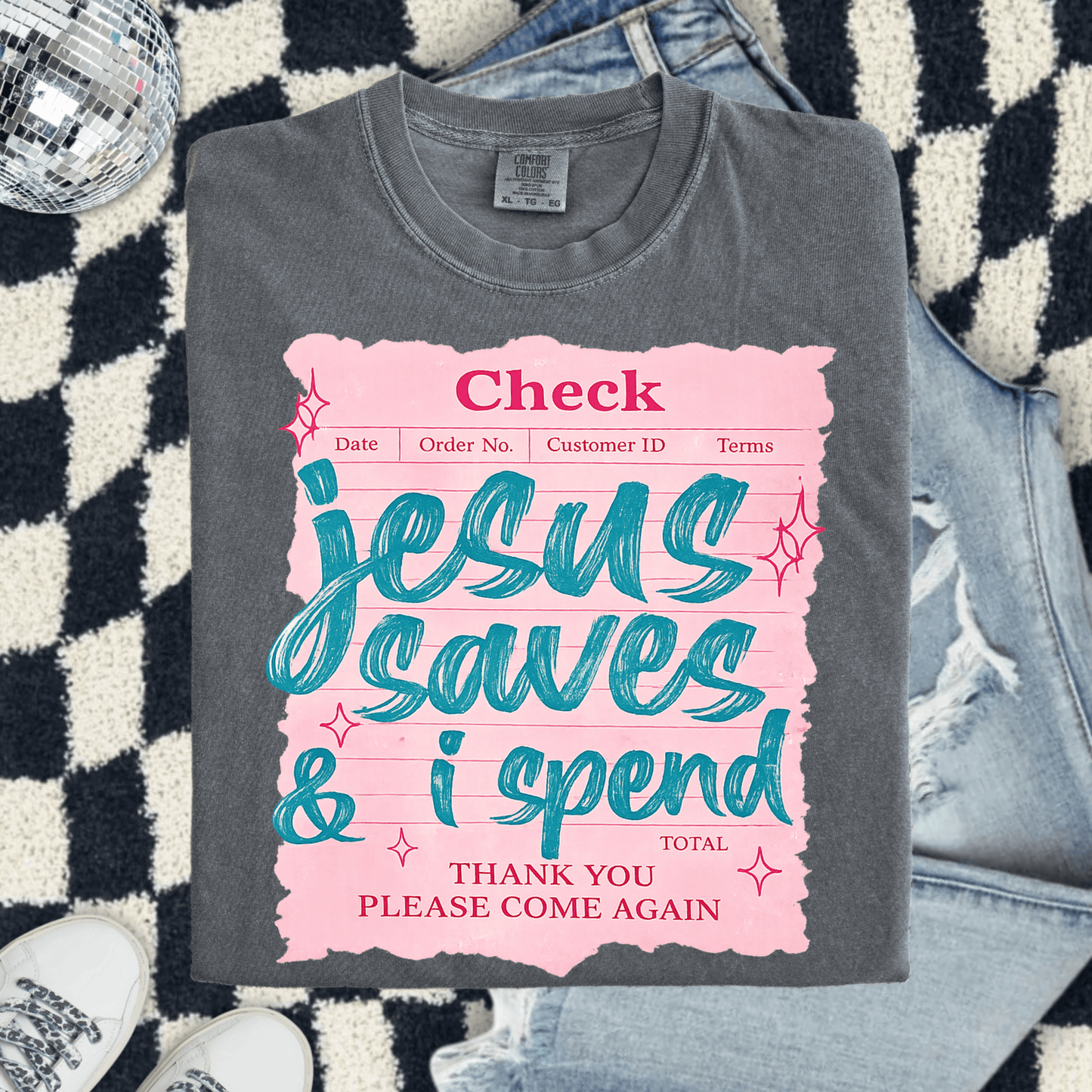 FestiviTees Women - Apparel - Shirts - T-Shirts Jesus Saves, I Spend Graphic Tee