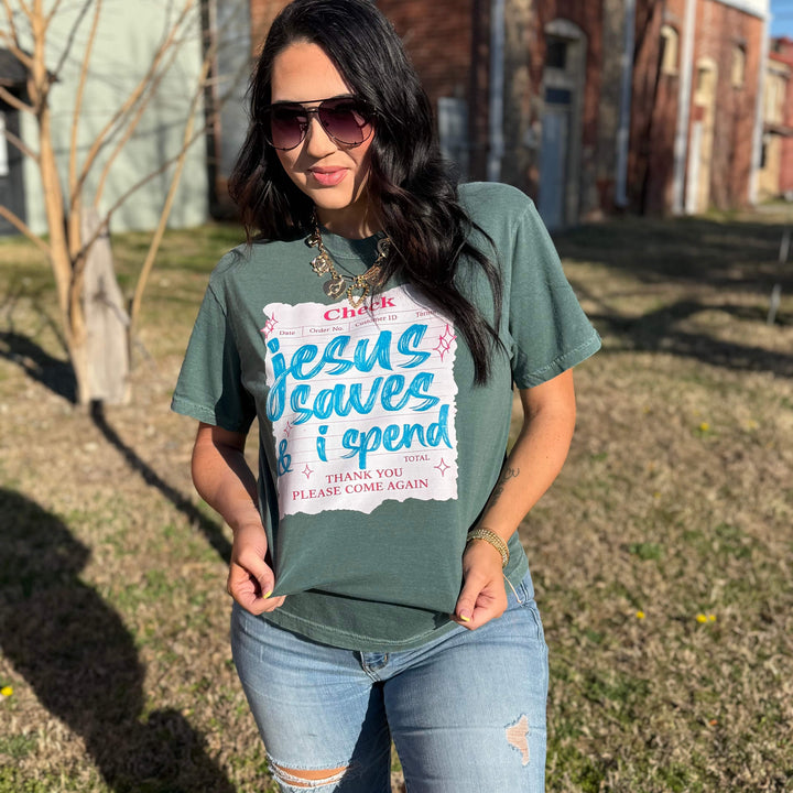 FestiviTees Women - Apparel - Shirts - T-Shirts Jesus Saves, I Spend Graphic Tee