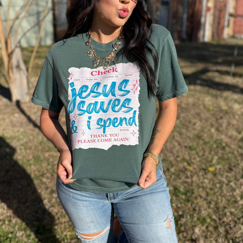 FestiviTees Women - Apparel - Shirts - T-Shirts Jesus Saves, I Spend Graphic Tee