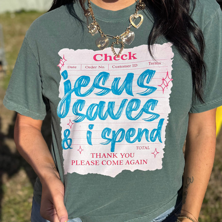FestiviTees Women - Apparel - Shirts - T-Shirts Jesus Saves, I Spend Graphic Tee