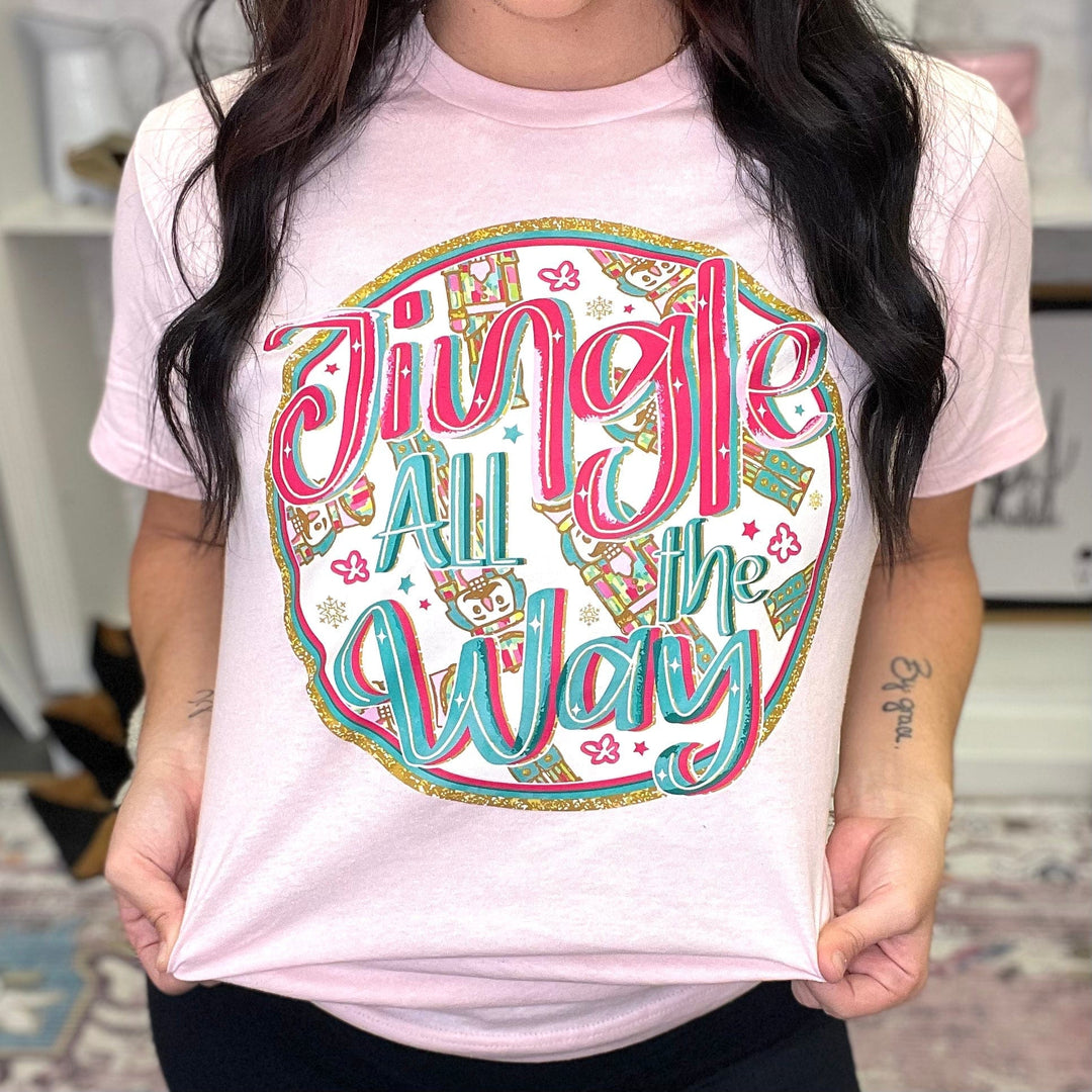FestiviTees Women - Apparel - Shirts - T-Shirts Jingle All The Way Circle Graphic Tee