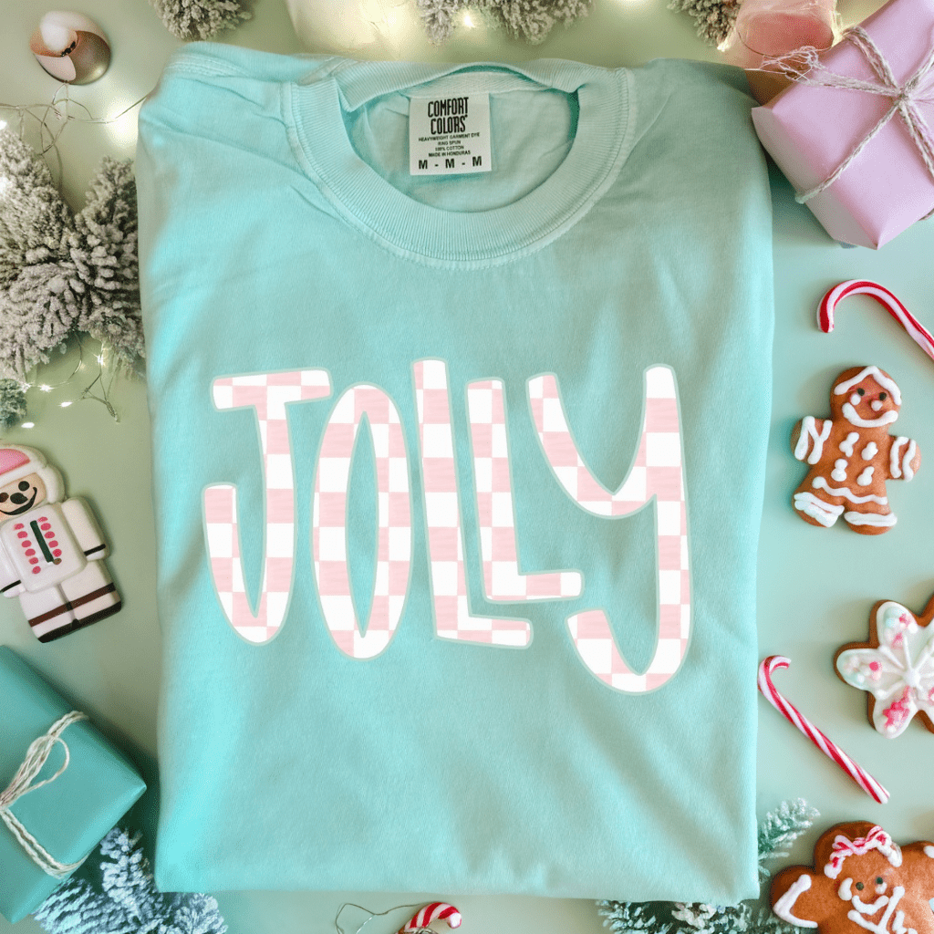 FestiviTees Women - Apparel - Shirts - T-Shirts Jolly Checker Graphic Tee