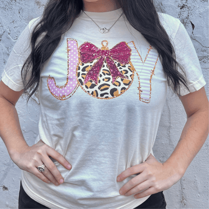 FestiviTees Women - Apparel - Shirts - T-Shirts Joy Leopard Ornament Graphic Tee