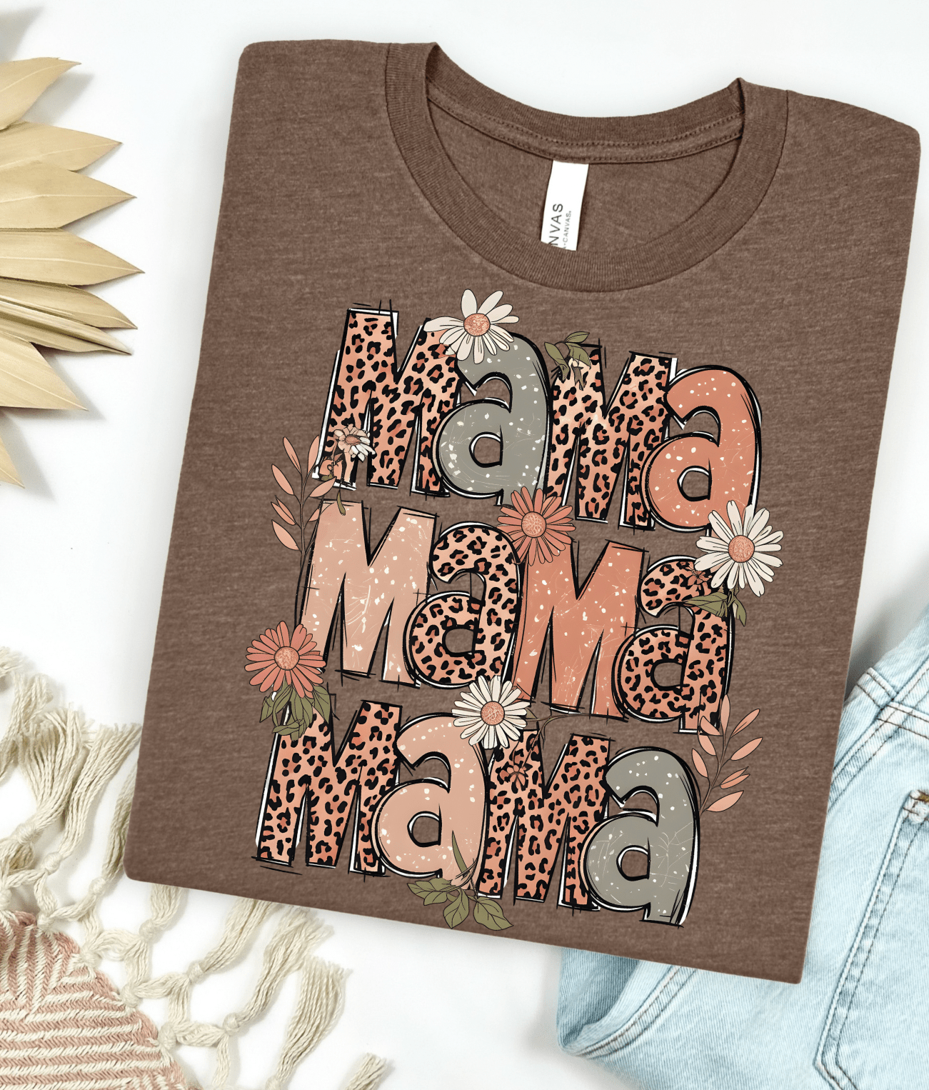 FestiviTees Women - Apparel - Shirts - T-Shirts Leopard Floral Mama Graphic Tee