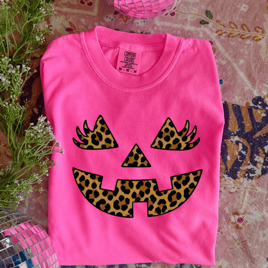 FestiviTees Women - Apparel - Shirts - T-Shirts Leopard Jack O Lantern Graphic Tee