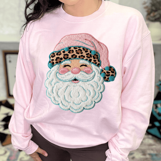 FestiviTees Women - Apparel - Shirts - T-Shirts Leopard Jolly Santa Graphic Crewneck