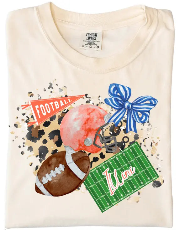 Envy Stylz Boutique Women - Apparel - Shirts - T-Shirts Mascot Football Collage Illini Graphic Tee