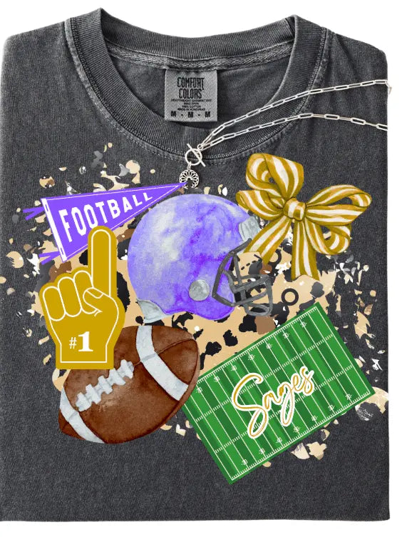 Envy Stylz Boutique Women - Apparel - Shirts - T-Shirts Mascot Football Collage SAGES Graphic Tee