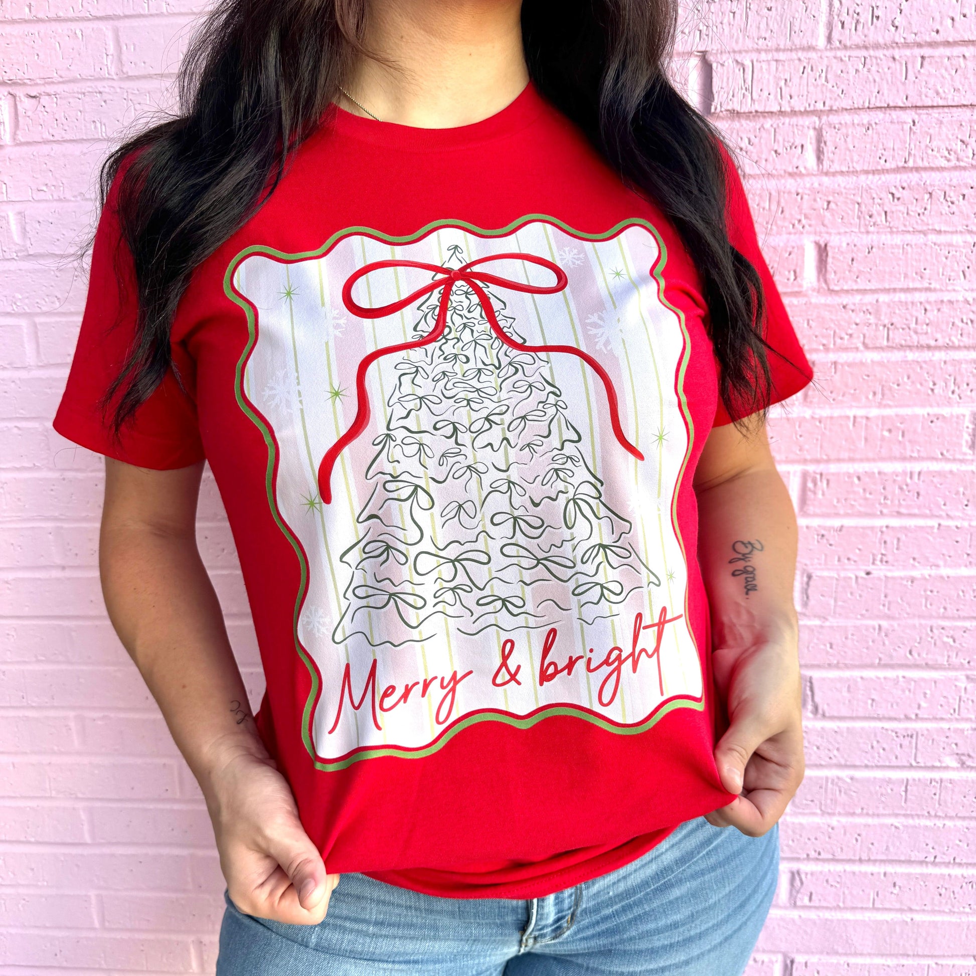 FestiviTees Women - Apparel - Shirts - T-Shirts Merry & Bright Tree Graphic Tee