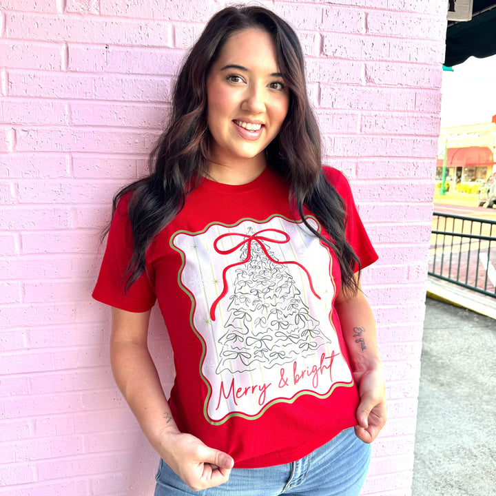 FestiviTees Women - Apparel - Shirts - T-Shirts Merry &amp; Bright Tree Graphic Tee