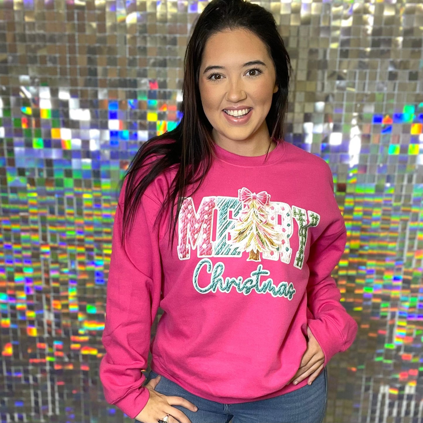 FestiviTees Women - Apparel - Shirts - T-Shirts Merry Christmas Stitch Graphic Crewneck