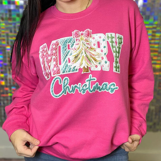 FestiviTees Women - Apparel - Shirts - T-Shirts Merry Christmas Stitch Graphic Crewneck