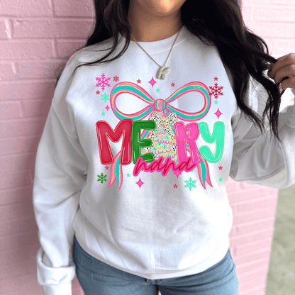 FestiviTees Women - Apparel - Shirts - T-Shirts Merry Colorful (Custom Name) Graphic Crewneck