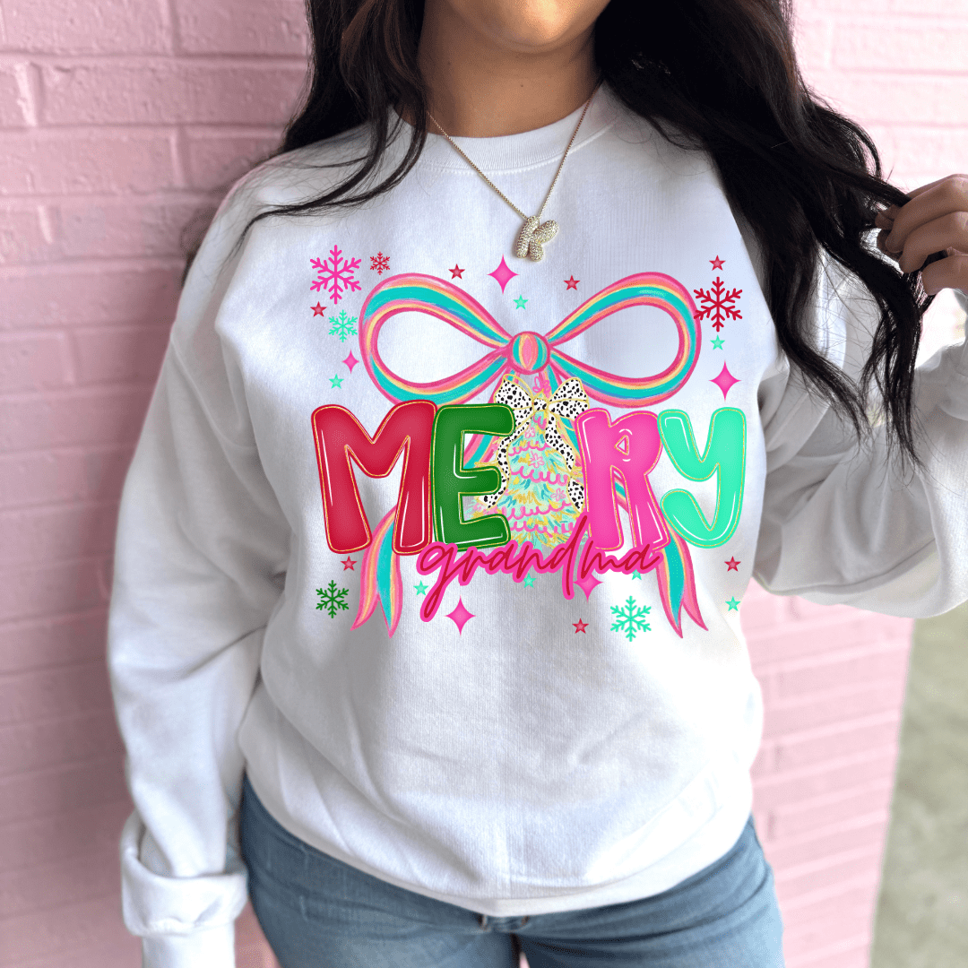 FestiviTees Women - Apparel - Shirts - T-Shirts Merry Colorful (Custom Name) Graphic Crewneck