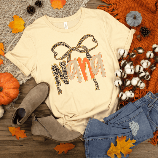 FestiviTees Women - Apparel - Shirts - T-Shirts Nana Leopard Bow Graphic Tee