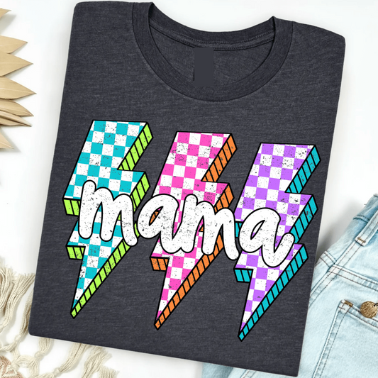 FestiviTees Women - Apparel - Shirts - T-Shirts Neon Checkered bolt Graphic Tee