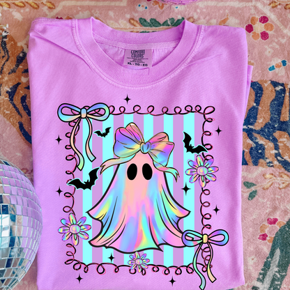 FestiviTees Women - Apparel - Shirts - T-Shirts Neon Preppy Ghost Graphic Tee
