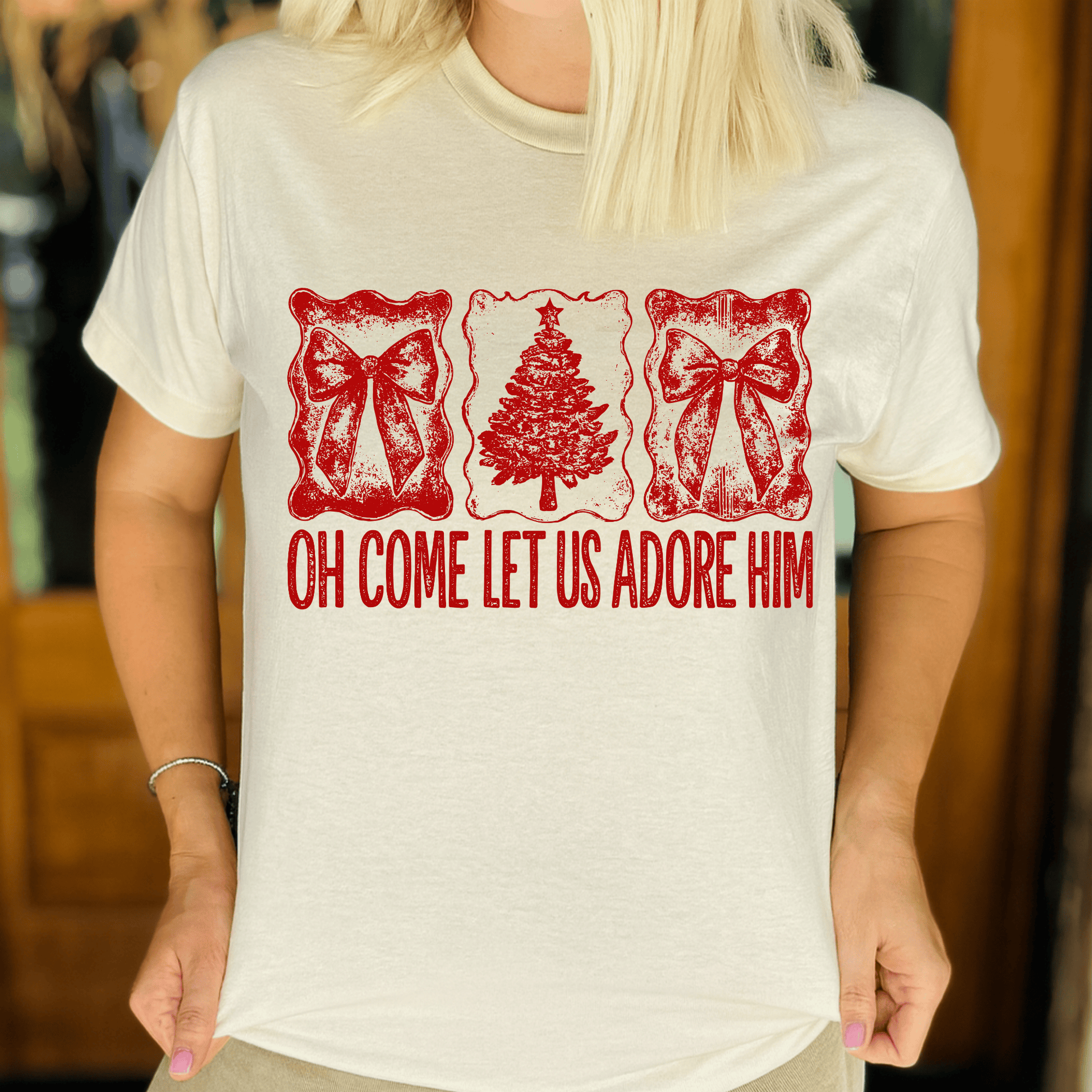 FestiviTees Women - Apparel - Shirts - T-Shirts Oh, Come Let Us Adore Him