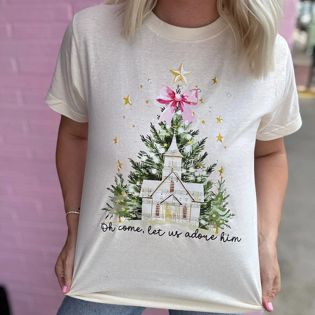 Envy Stylz Boutique Women - Apparel - Shirts - T-Shirts Oh, Come Let Us Adore Him Church Graphic Tee