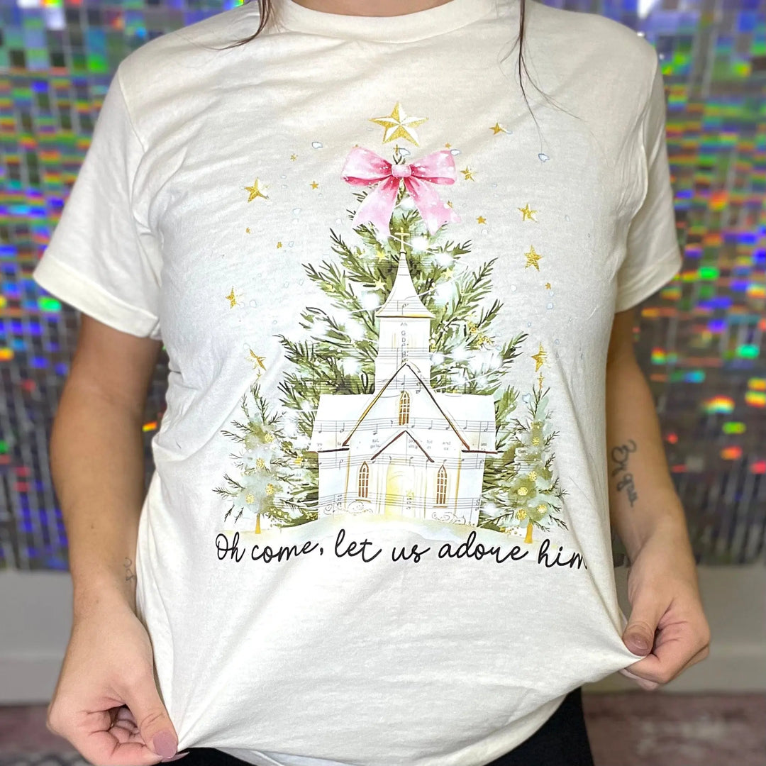 Envy Stylz Boutique Women - Apparel - Shirts - T-Shirts Oh, Come Let Us Adore Him Church Graphic Tee