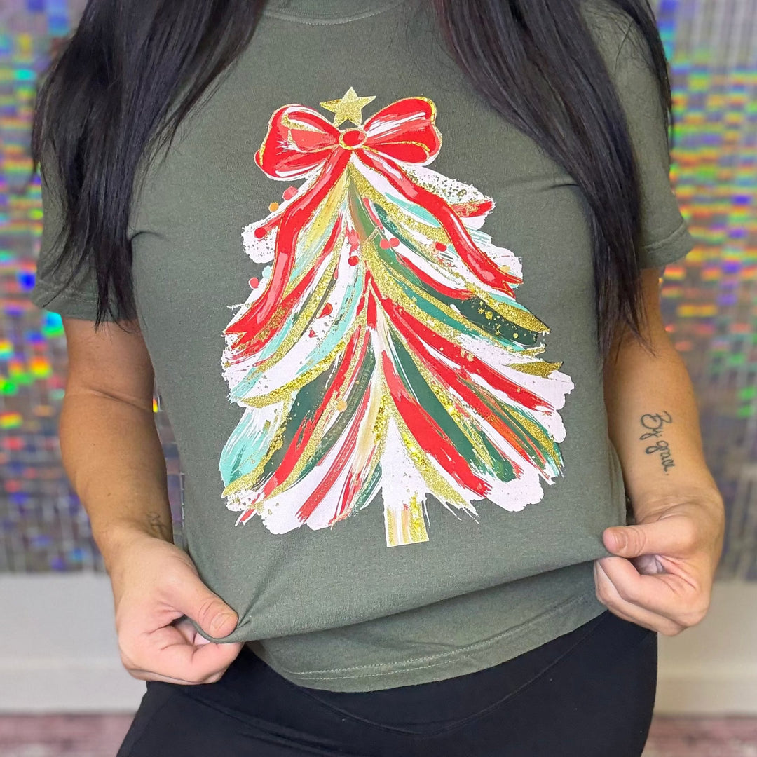 FestiviTees Women - Apparel - Shirts - T-Shirts Paint Stroke Pink &amp; Red Tree Graphic Tee
