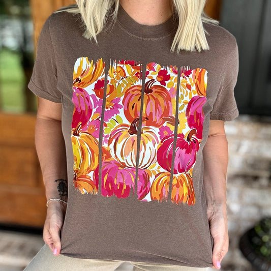 FestiviTees Women - Apparel - Shirts - T-Shirts Paint Stroke Pumpkin Graphic Tee