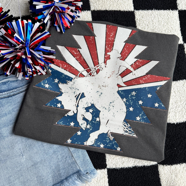 Envy Stylz Boutique Women - Apparel - Shirts - T-Shirts Patriotic Bronc Rider Graphic Tee