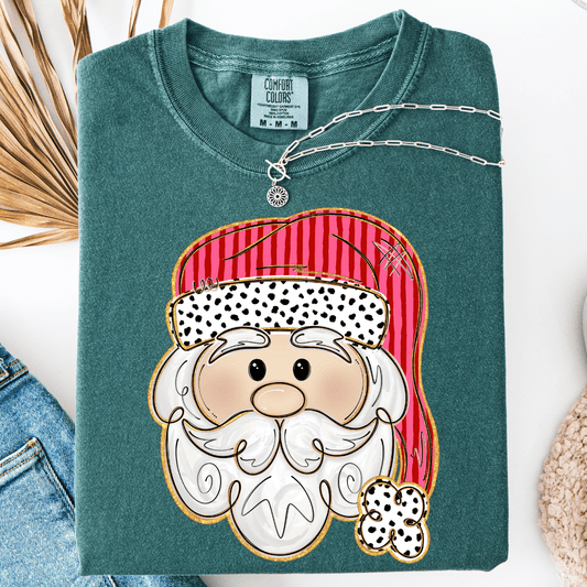 FestiviTees Women - Apparel - Shirts - T-Shirts Pink and Red Santa Graphic Tee