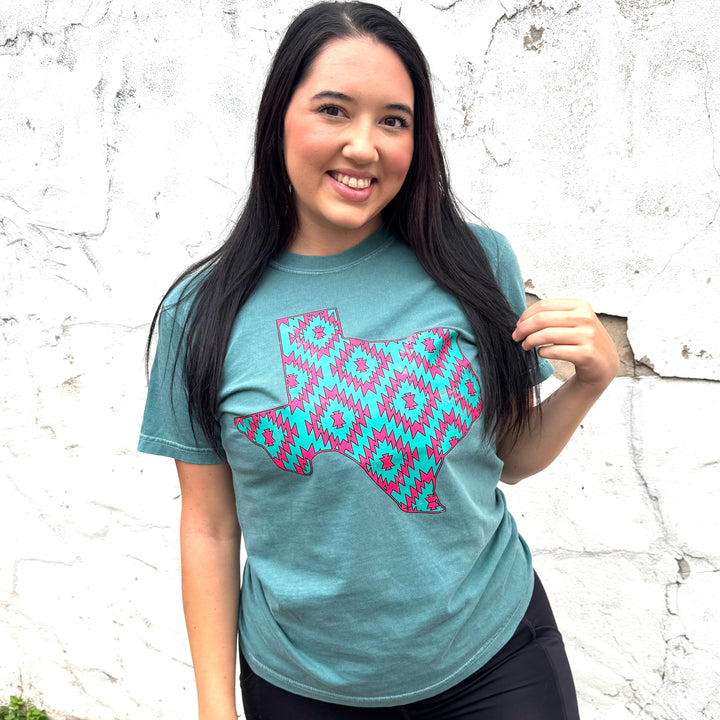 FestiviTees Women - Apparel - Shirts - T-Shirts Pink Aztec Texas Soft Graphic Tee