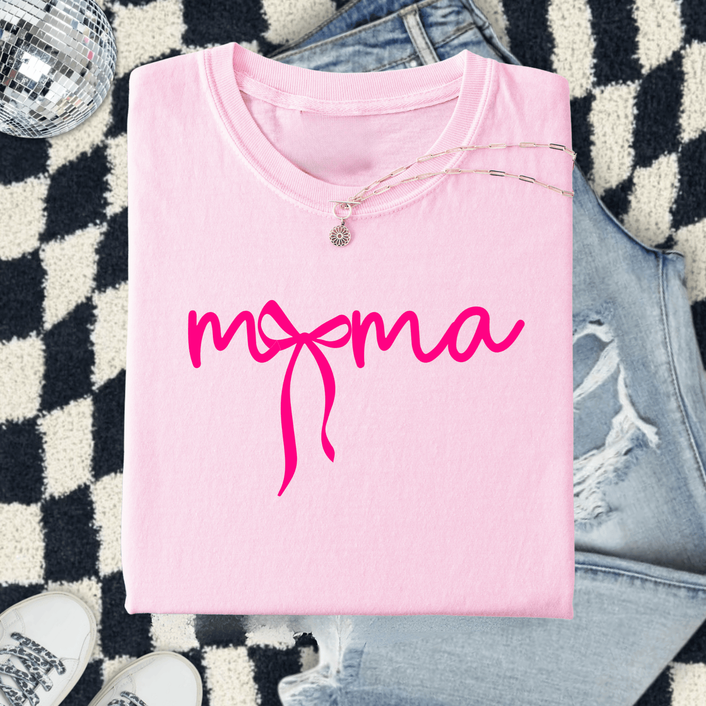 FestiviTees Women - Apparel - Shirts - T-Shirts Pink Mama Bow Graphic Tee DEAL OF THE DAY