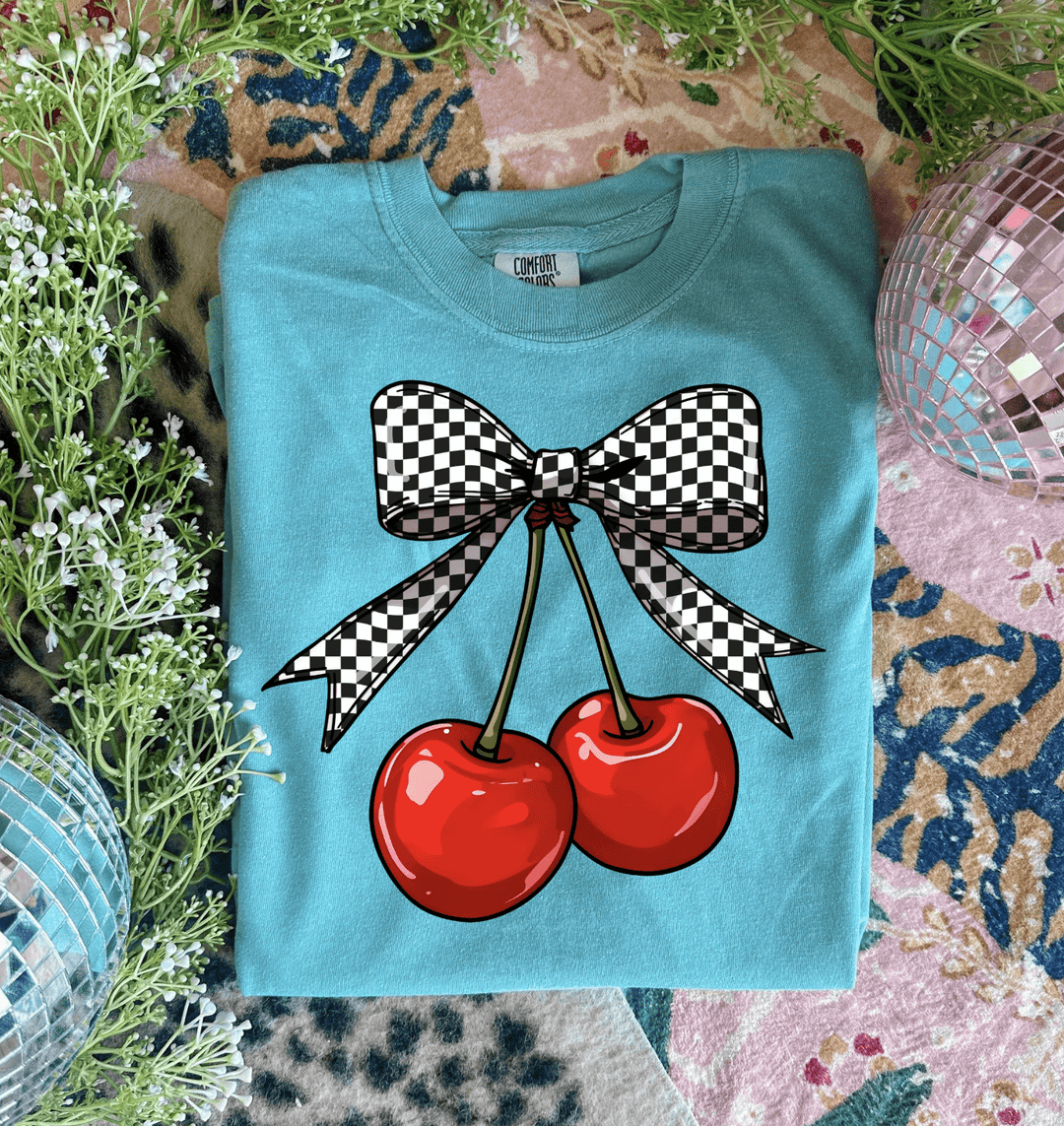 FestiviTees Women - Apparel - Shirts - T-Shirts Plaid Cherries Graphic Tee