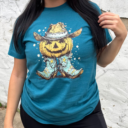 FestiviTees Women - Apparel - Shirts - T-Shirts Pumpkin Cowboy Graphic Tee