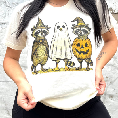 FestiviTees Women - Apparel - Shirts - T-Shirts Racoon Ghost Graphic Tee