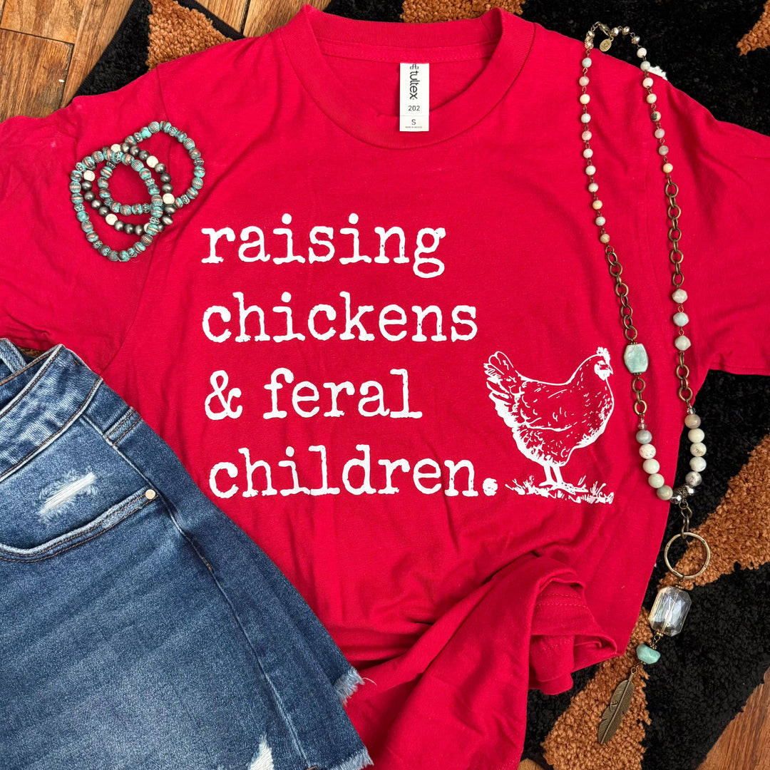FestiviTees Women - Apparel - Shirts - T-Shirts Raising Chickens &amp; Feral Children Soft Graphic Tee