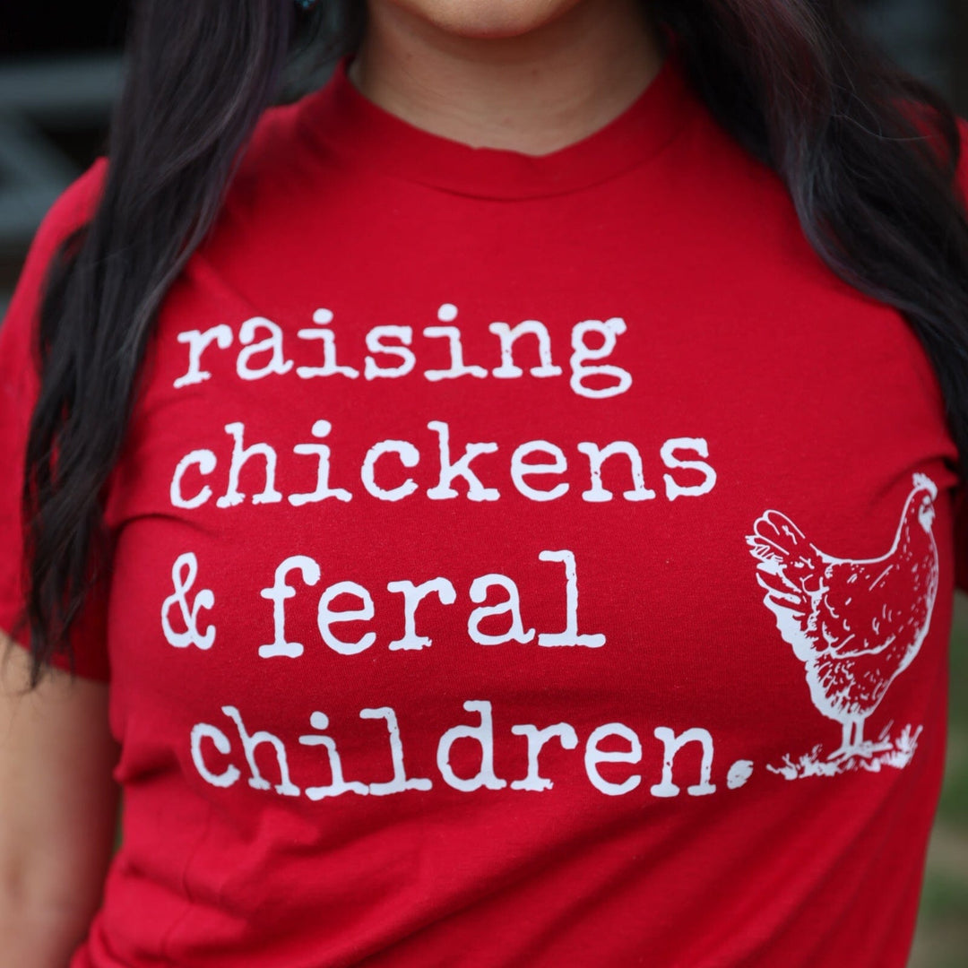 FestiviTees Women - Apparel - Shirts - T-Shirts Raising Chickens &amp; Feral Children Soft Graphic Tee